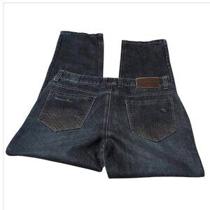Vogue Jeans Dark Wash Denim with Design Back Pocket In a 5 Pocket Straight Leg